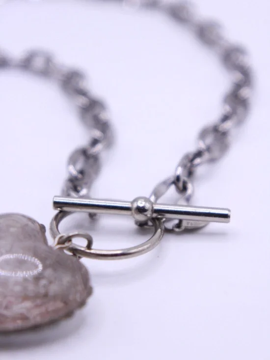 Tarina Tarantino Silver Heart Charm Toggle Necklace 18” - Picture 7 of 10